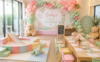 Find a party venue for babies with themed decorations and safe play areas.